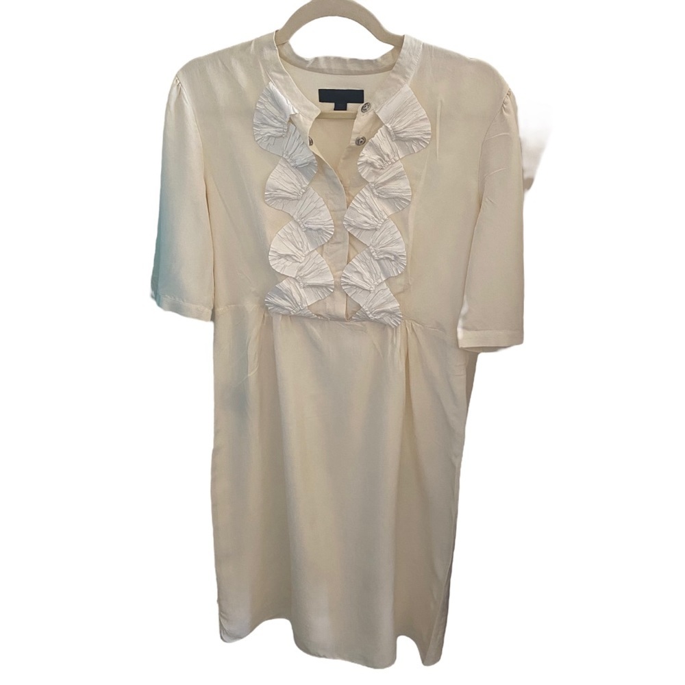 Burberry white ivory silk ruffles dress FLAW 44 large - Picture 9 of 14